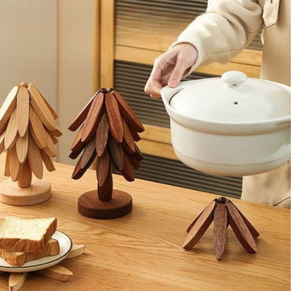 Wooden Tree-Shaped Coaster Set to Protect Surfaces